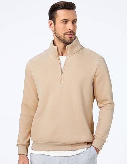 Herren nan halbzip Pullover aus schwerer Baumwollmischung mit hohem Stehkragen und gerippten Bündchen Shop Nory