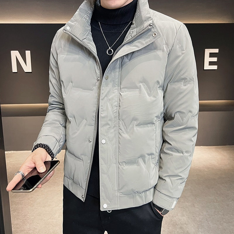 Herren Kurz geschnittene gesteppte Thermojacke mit Stehkragen und verdecktem Reißverschluss Shop Nory