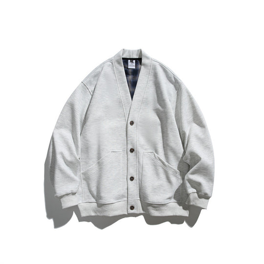Unisex Oversize-Cardiganjacke aus schwerem French-Terry mit V-Ausschnitt und aufgesetzten Eingrifftaschen Shop Nory