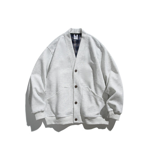 Unisex Oversize-Cardiganjacke aus schwerem French-Terry mit V-Ausschnitt und aufgesetzten Eingrifftaschen Shop Nory