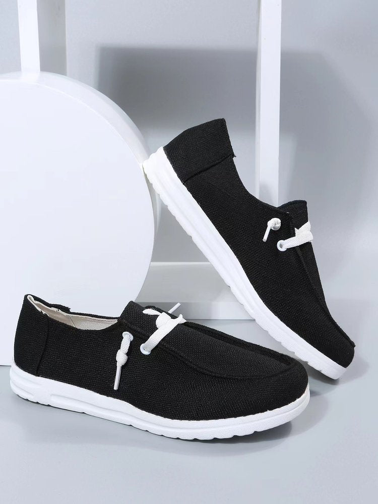 Damen Freizeit-Slip-On Schuhe mit elastischen Schnürdetails und rutschfester Sohle