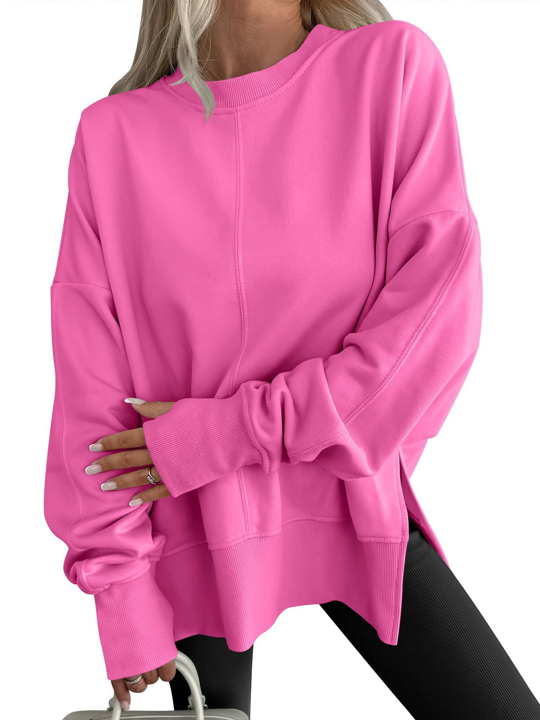 Damen Oversize-Sweatshirt mit Mittelnähte, Rundhals und überschnittener Schulter Shop Nory