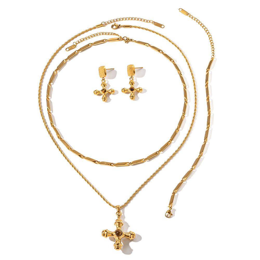 Damen Halskette mit luxuriösem Kreuzanhänger und feiner Edelstahlverarbeitung Shop Nory