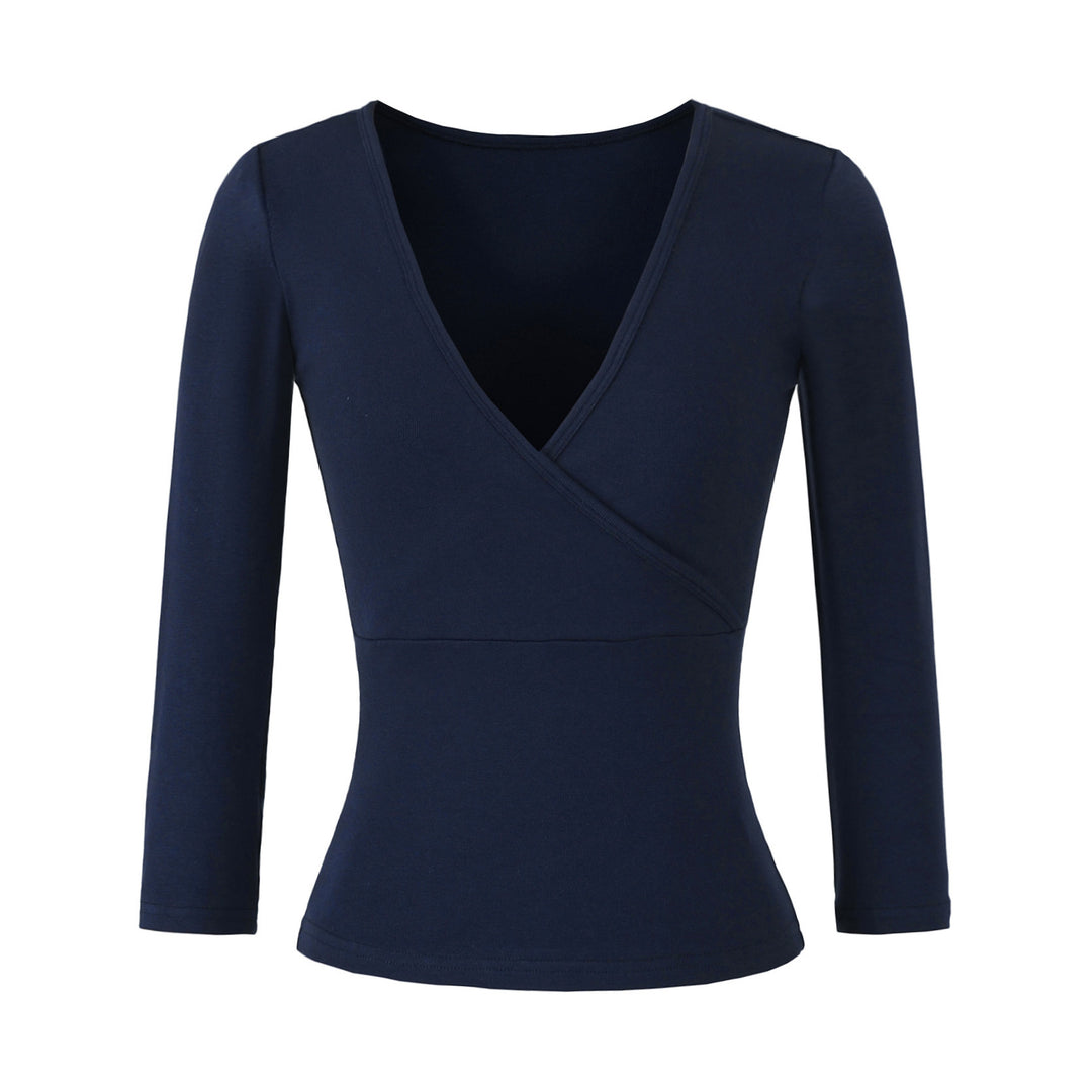 Damen Figurbetontes Wickelshirt aus Stretch‑Jersey mit tiefem V‑Ausschnitt und taillierter Silhouette Shop Nory