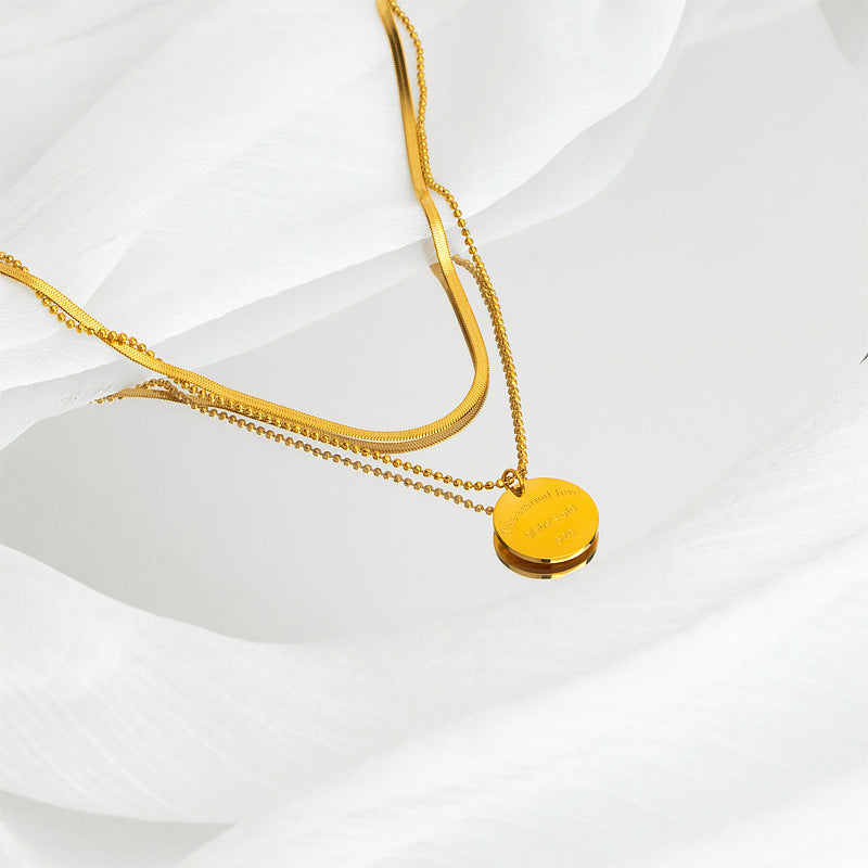 Damen Halskette mit doppeltem Anhänger und eleganter Gravur Shop Nory