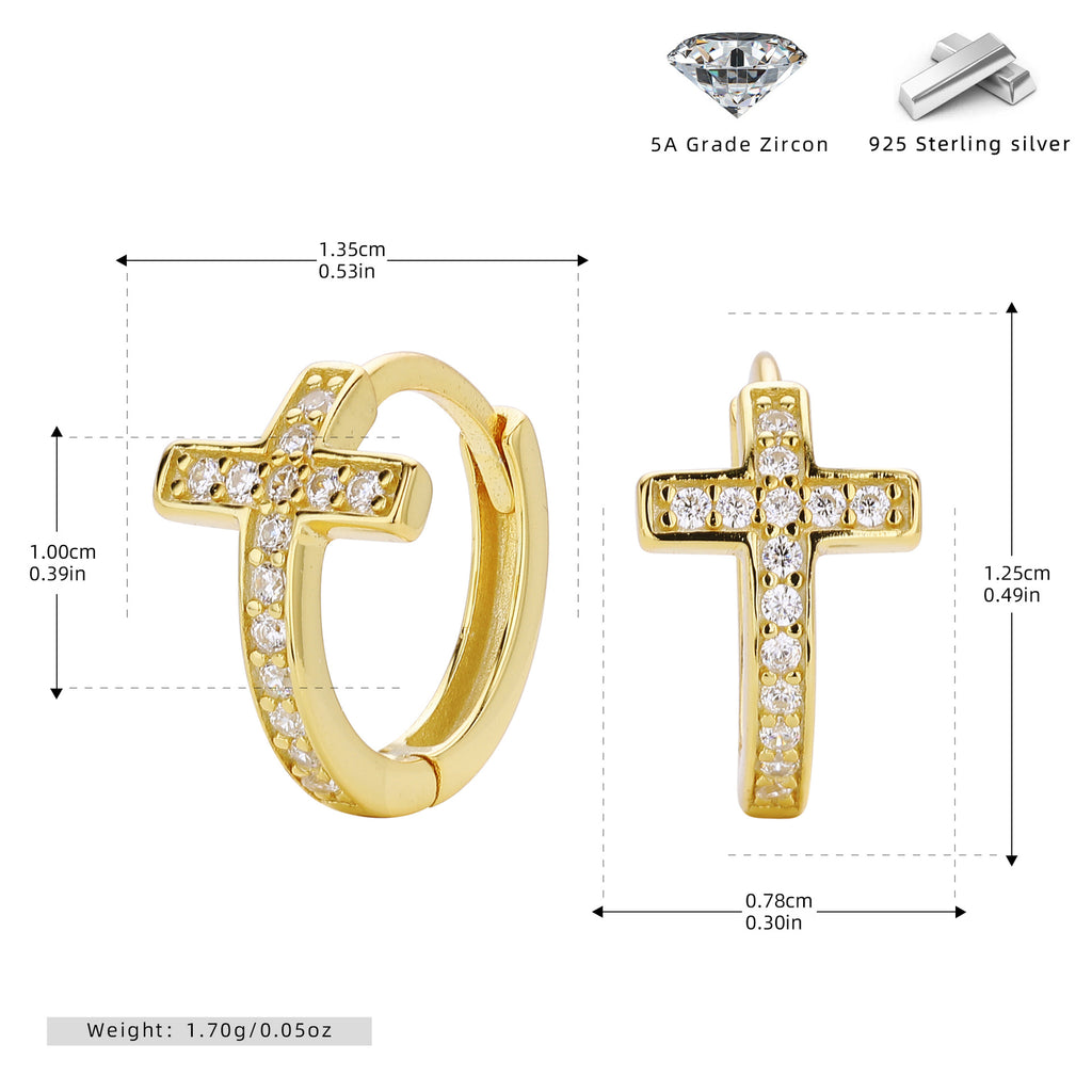 Damen Ohrhänger mit funkelndem Kreuzdesign aus hochwertigem 925 Sterling Silber und Zirkonbesatz Shop Nory