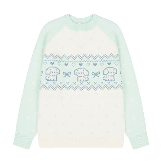 Damen Strickpullover mit Norwegermuster, Raglanärmeln und Rundhalsausschnitt Shop Nory