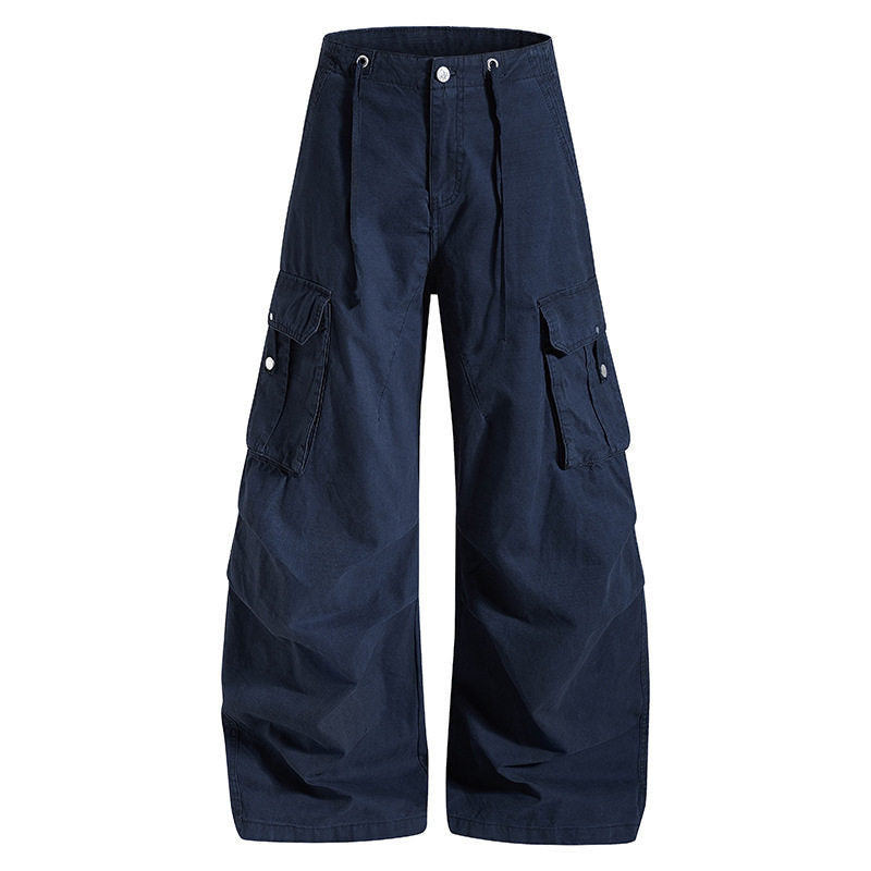 Damen weite High-Waist Cargo-Hose mit Tunnelzugbund und großen Klapptaschen Shop Nory