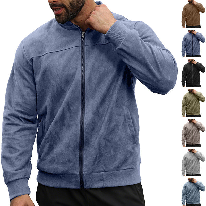 Herren Leichte Bomberjacke im Velours-Look mit Reißverschluss und Rippbündchen Shop Nory