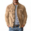 Herren nan robuste Wildlederjacke mit Stehkragen und Knopfverschluss