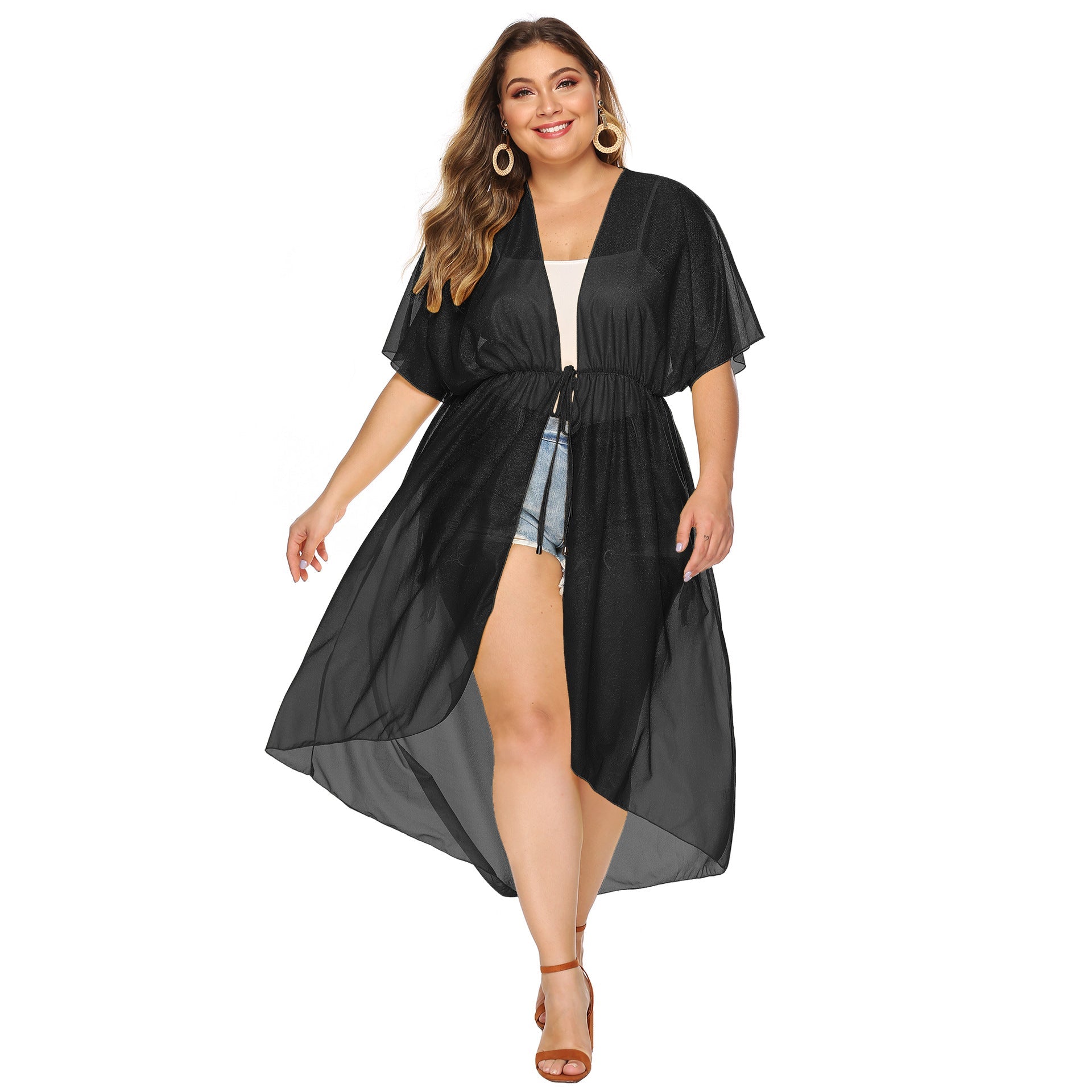 Damen eleganter transparenter Strandkimono