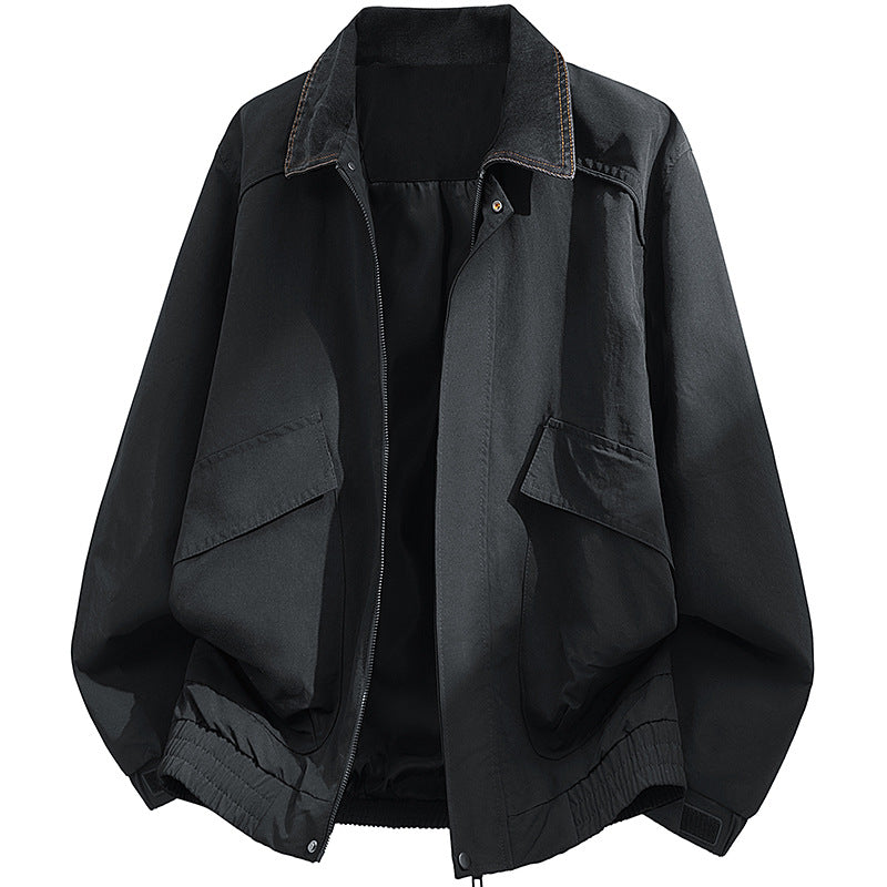 Herren Oversized Utility-Blouson mit Cordkragen, Pattentaschen und elastischem Saum Shop Nory