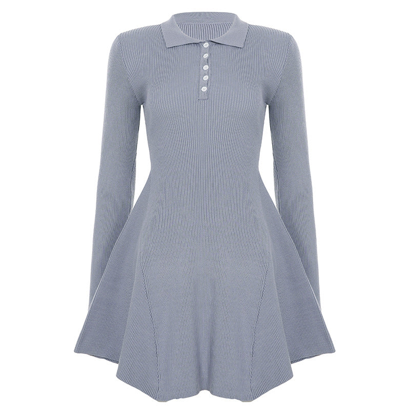 Damen nan geripptes Polokleid mit taillierter Miederform und ausgestelltem Volantrock Shop Nory