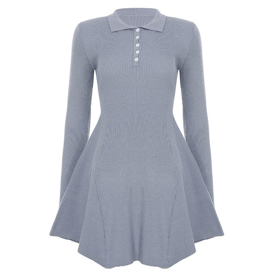 Damen nan geripptes Polokleid mit taillierter Miederform und ausgestelltem Volantrock Shop Nory