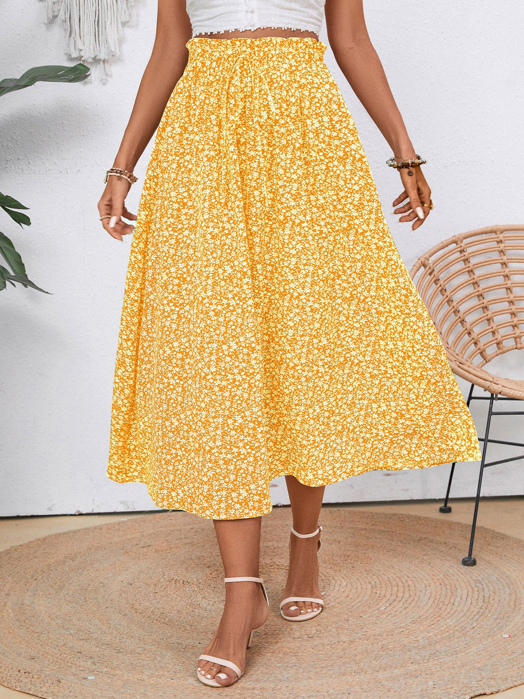 Damen Midi-Rock mit floralen Print