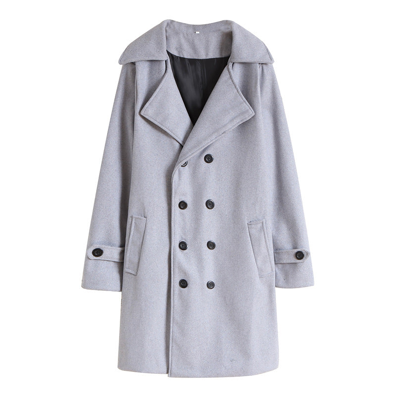 Herren taillierter zweireihiger Trenchcoat aus Wollmix mit klassischem Revers und Rückenschlitz Shop Nory