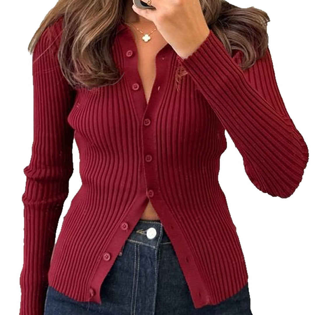 Damen nan taillierter Rippstrick-Cardigan mit verdeckter Knopfleiste und wellenförmigem Saum Shop Nory