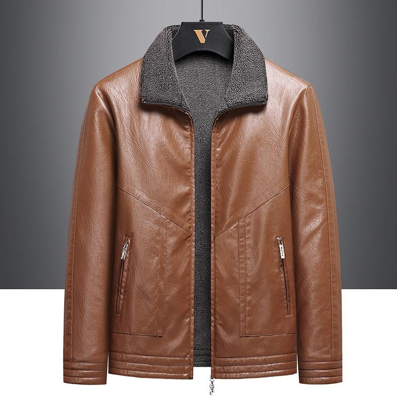 Herren Elegante Kunstlederjacke mit Teddyfutter Shop Nory