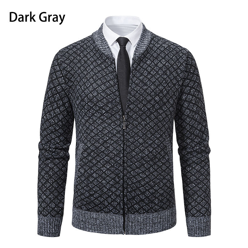 Herren Strick-Zipjacke mit feinem Jacquard‑Muster, durchgehendem Reißverschluss und geripptem Saum Shop Nory