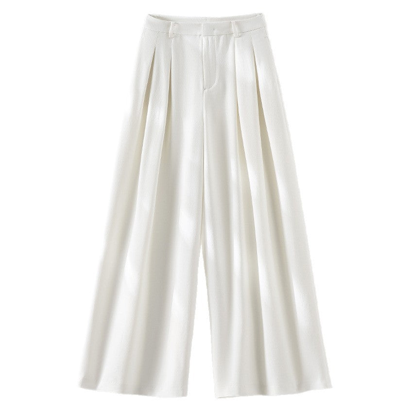 Damen Hochtaillierte Palazzohose mit Kellerfalten und fließender Crêpe-Qualität Shop Nory