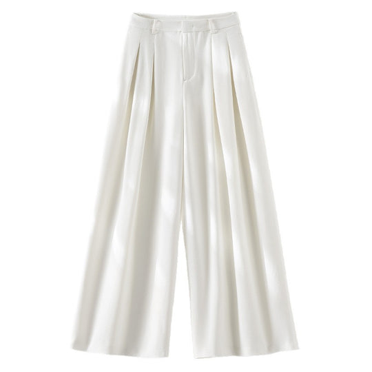Damen Hochtaillierte Palazzohose mit Kellerfalten und fließender Crêpe-Qualität Shop Nory