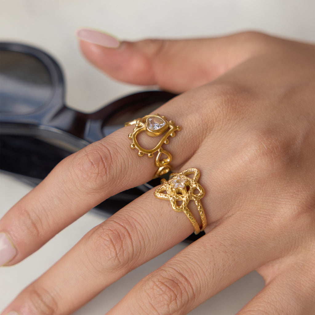 Damen offener Ring mit künstlerischem Herzdesign und hypoallergenen Eigenschaften Shop Nory
