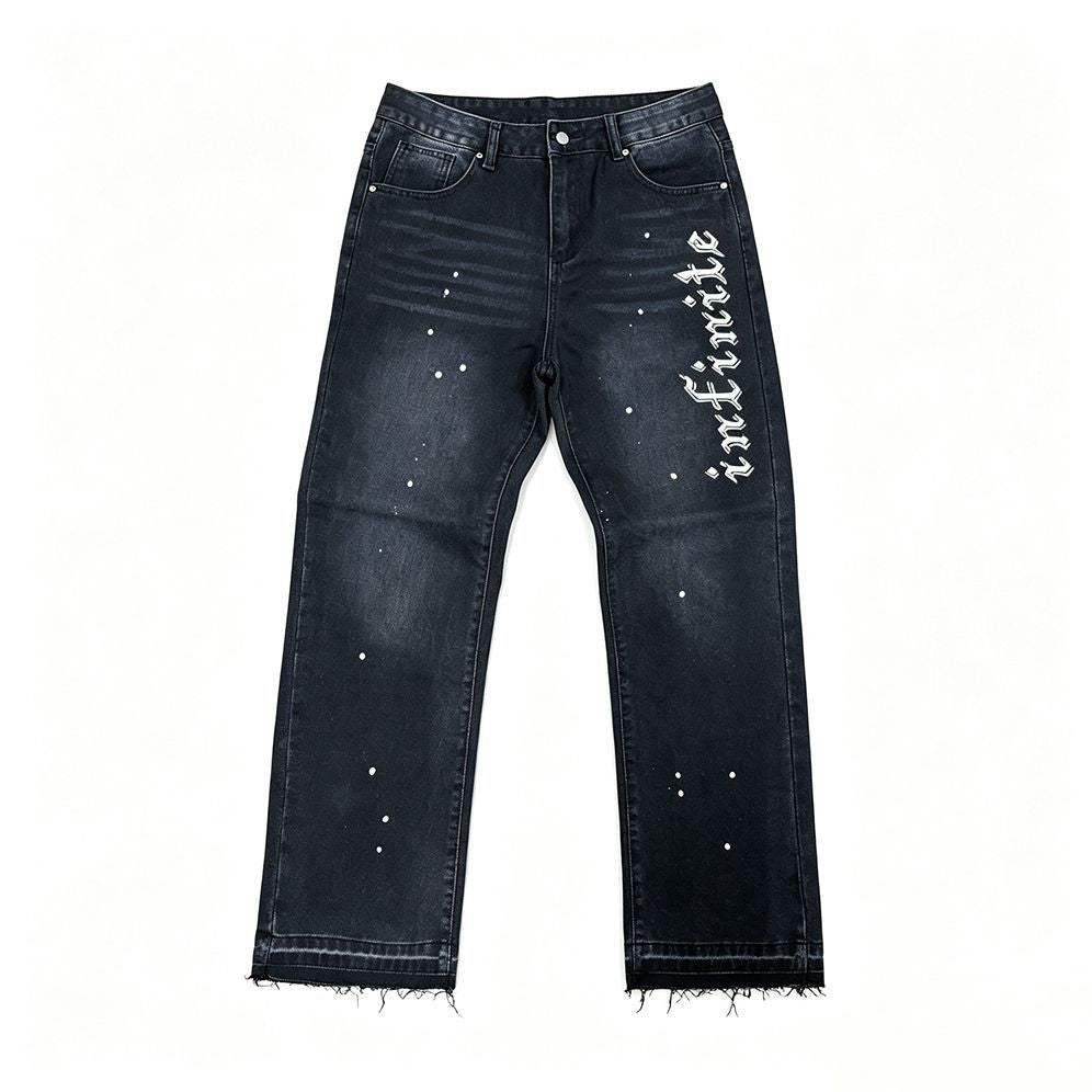 Herren Modische Jeans mit Schriftzug Shop Nory