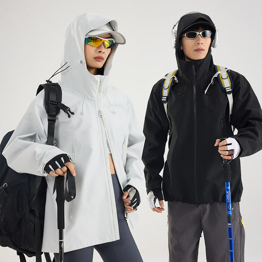 Damen Leichte technische Regenjacke im Oversize-Utility-Schnitt mit verstellbarer Kapuze Shop Nory