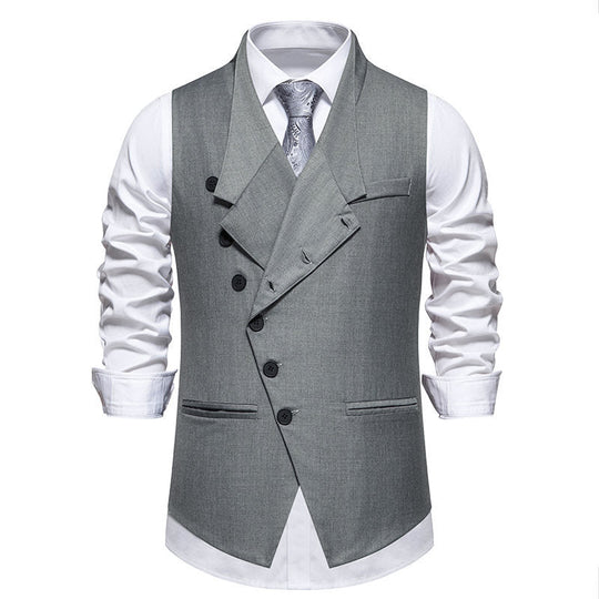 Herren elegante Anzugweste mit asymmetrischem Kragen und modernen Akzenten
