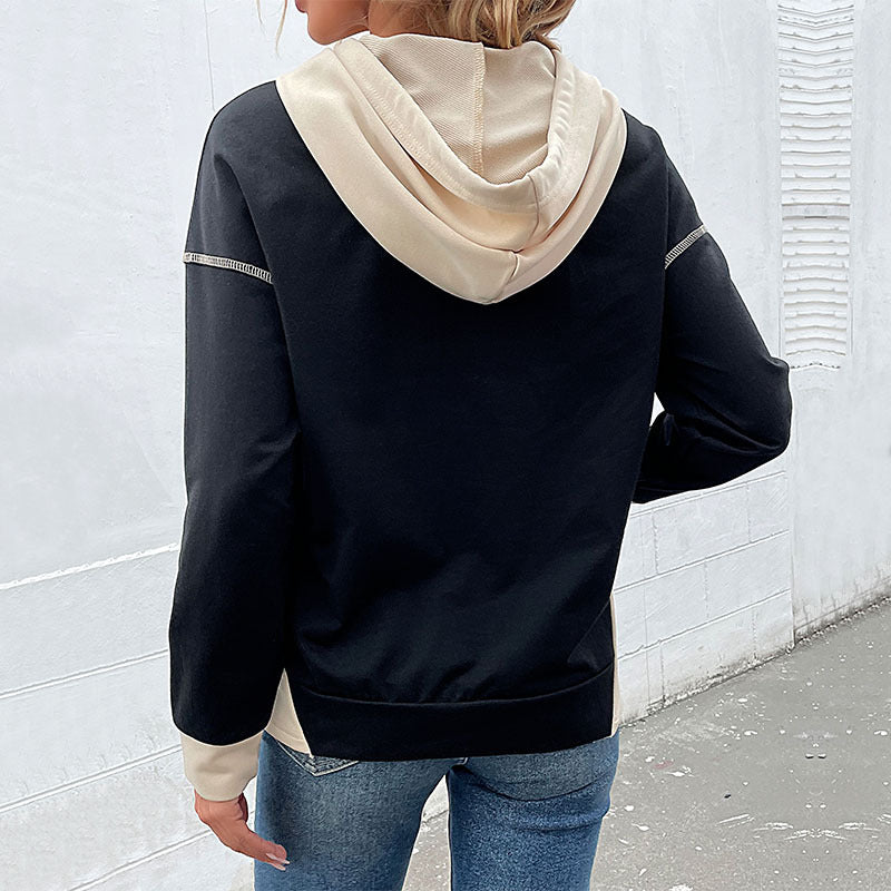 Damen Kapuzenpullover mit Kontrastbesatz, Kängurutasche und lässiger Oversize‑Passform Shop Nory