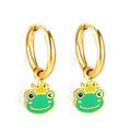 Damen Hängende Ohrringe mit farbenfrohem Froschmotiv und goldfarbenem Finish Shop Nory
