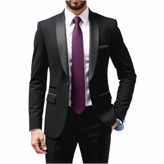 Herren Schmal geschnittener Smokinganzug mit Schalkragen und Ein-Knopf-Sakko Shop Nory