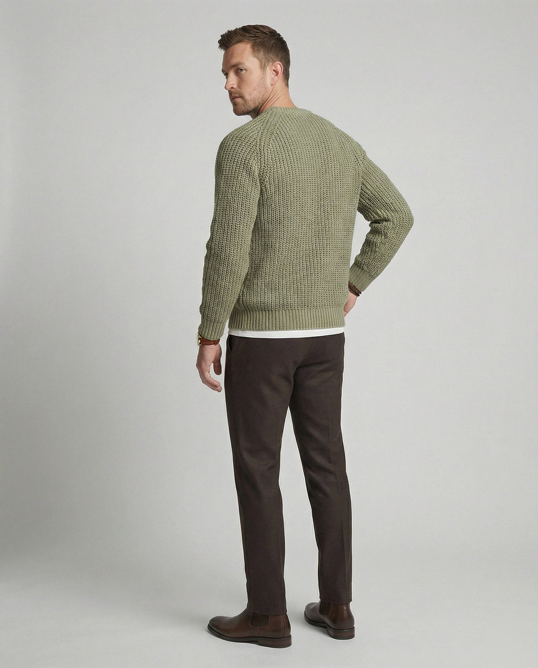 Herren Grobstrick Pullover mit Rundhalsausschnitt und lässigem Schnitt