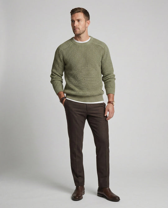Herren Grobstrick Pullover mit Rundhalsausschnitt und lässigem Schnitt