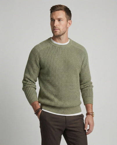 Herren Grobstrick Pullover mit Rundhalsausschnitt und lässigem Schnitt