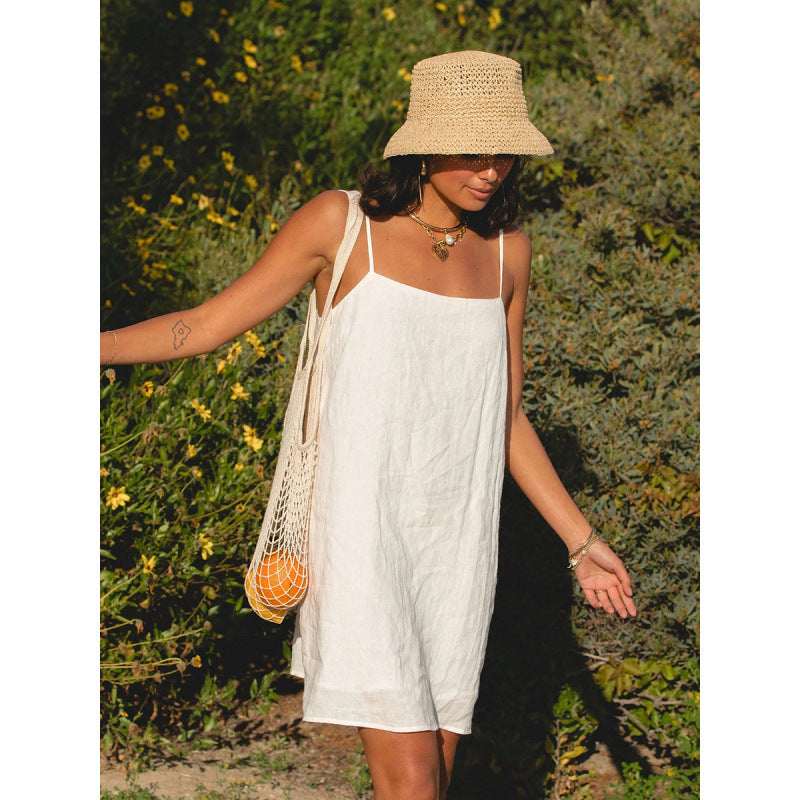 Damen Leichtes Sommerkleid mit Spaghetti-Trägern und fließendem Schnitt