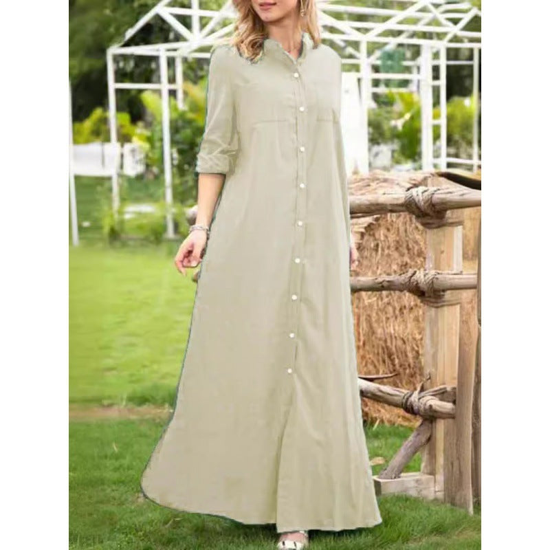 Damen Langarmhemdkleid mit Knopfdetails und raffiniertem Schnitt