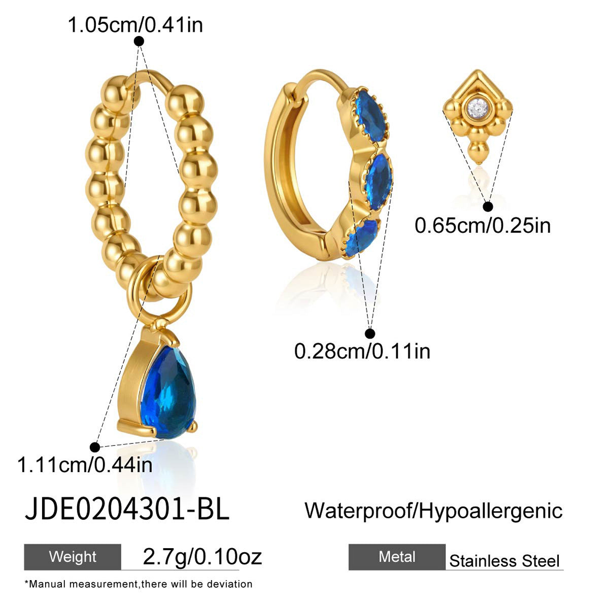 Damen Ohrhänger mit glitzernden Zirkonia und goldfarbener Edelstahlverarbeitung Shop Nory