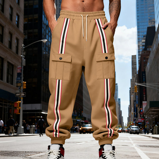 Herren Cargo-Jogginghose im Urban-Streetwear-Look mit Kontraststreifen und Klappentaschen Shop Nory