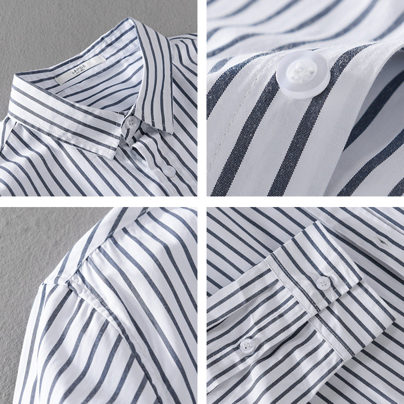 Herren Gestreiftes Oversize-Hemd aus leichter Baumwollmischung mit Kentkragen Shop Nory