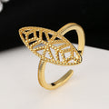 Damen Ring mit exquisite Blattform und filigraner Struktur Shop Nory