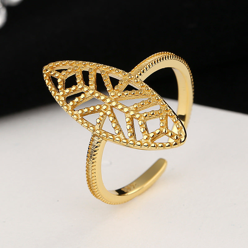 Damen Ring mit exquisite Blattform und filigraner Struktur Shop Nory