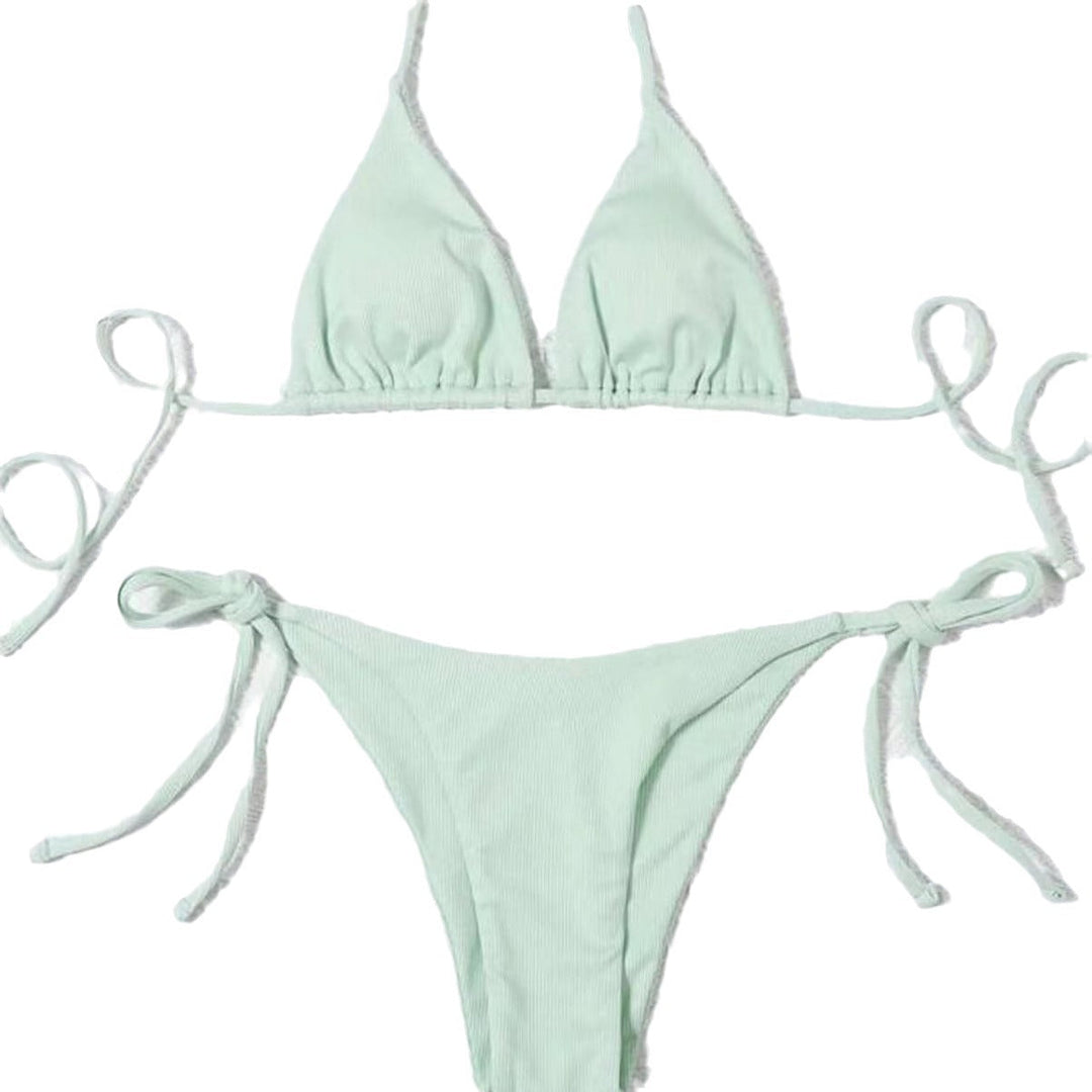 Damen Triangel-Bikini mit seitlichem Knoten und verstellbaren Trägern