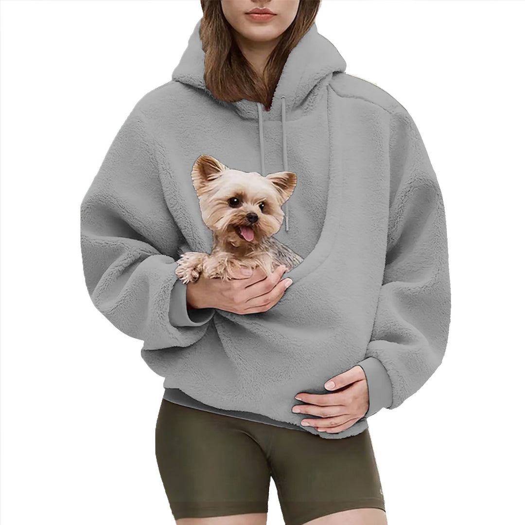 Damen nan Oversize Sherpa-Hoodie mit integriertem Haustiertaschen-Design Shop Nory