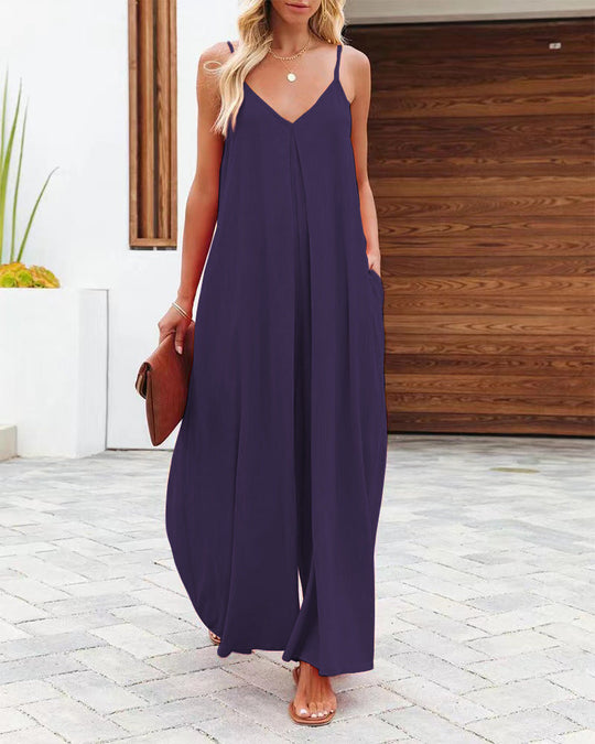 Damen Maxikleid mit v-ausschnitt und fließendem Schnitt