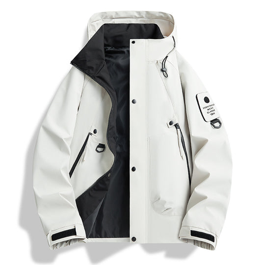 Herren Atmungsaktive Softshell‑Kapuzenjacke mit Utility‑Ärmeltasche und D‑Ring Shop Nory