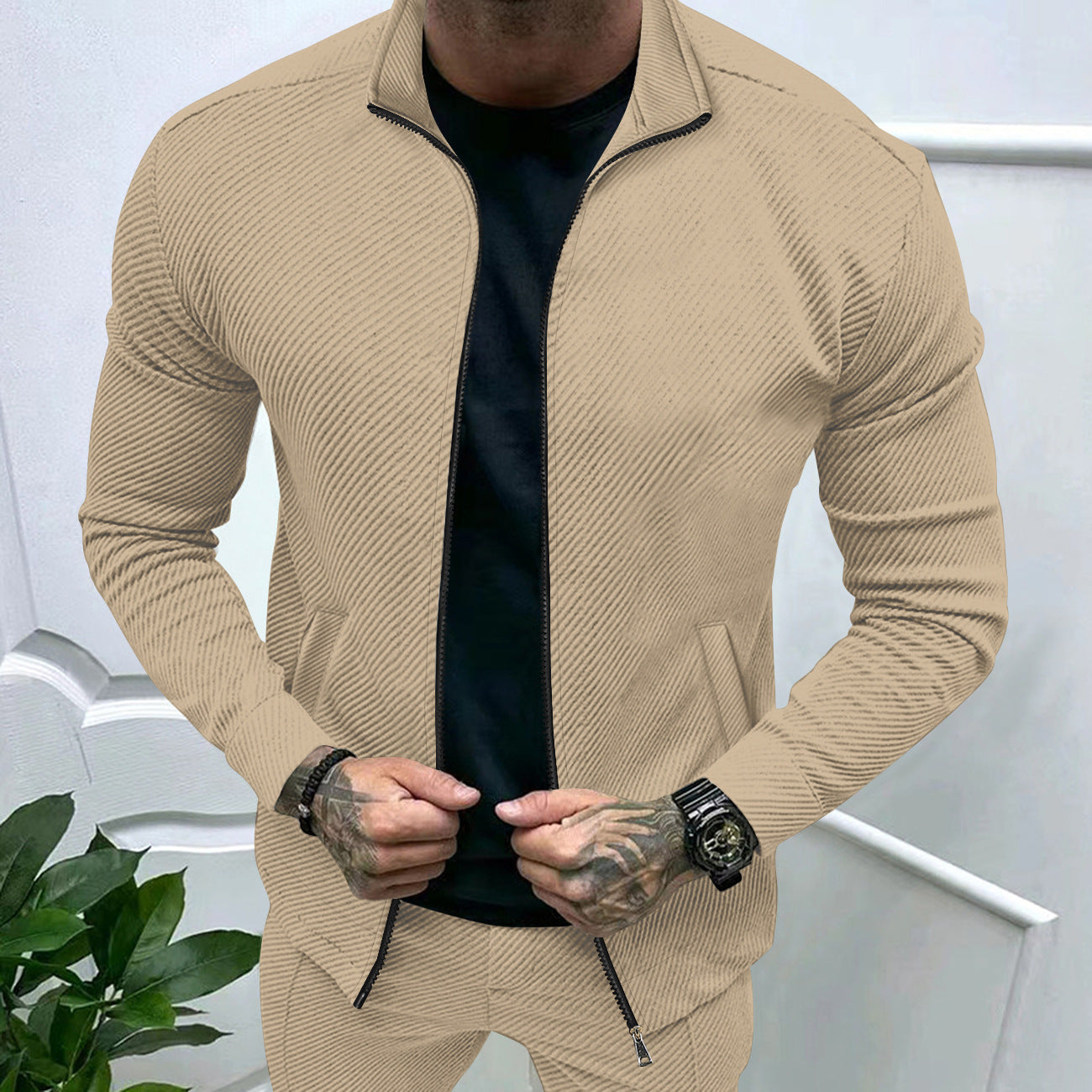 Herren sportliche Jacke mit strukturiertem Design