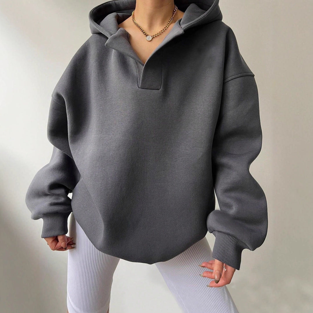 Damen Oversized Kapuzensweatshirt mit lässigem Stehkragen und langen Ärmeln Shopnory