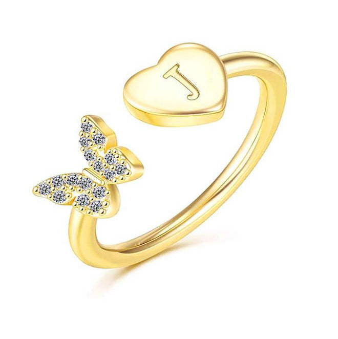 Damen Ring mit Schmetterlingsdesign und Herzmotiv Shop Nory