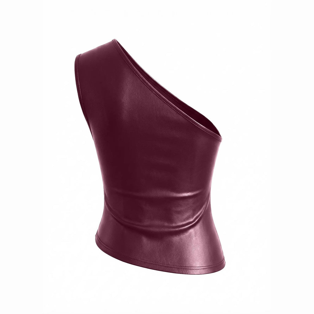Damen asymmetrisches Top aus Kunstleder